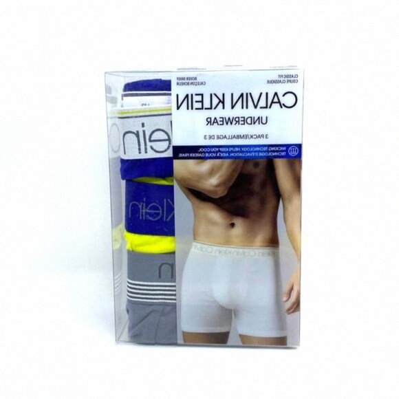 💖MEGA SALE💖Calvin Klein 3 Boxer Brief Blue Lime NB2730901 Men's Cotton Gray - Picture 6 of 8